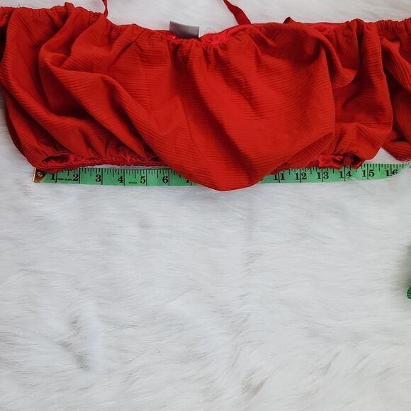 Asos -477 Women's Red Balloon sleeve crop top size 8 - Picture 4 of 7